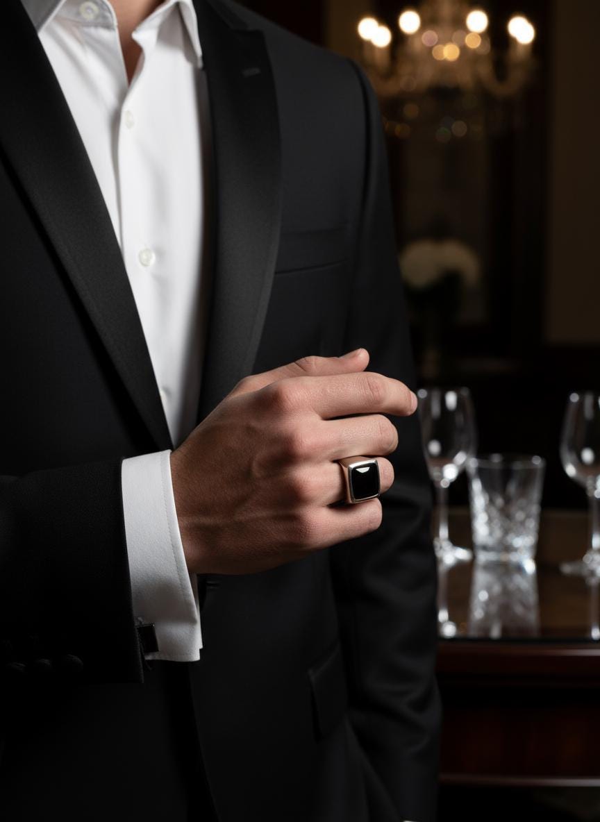 Onyx Sterling Silver Ring for Men: Traditional Band