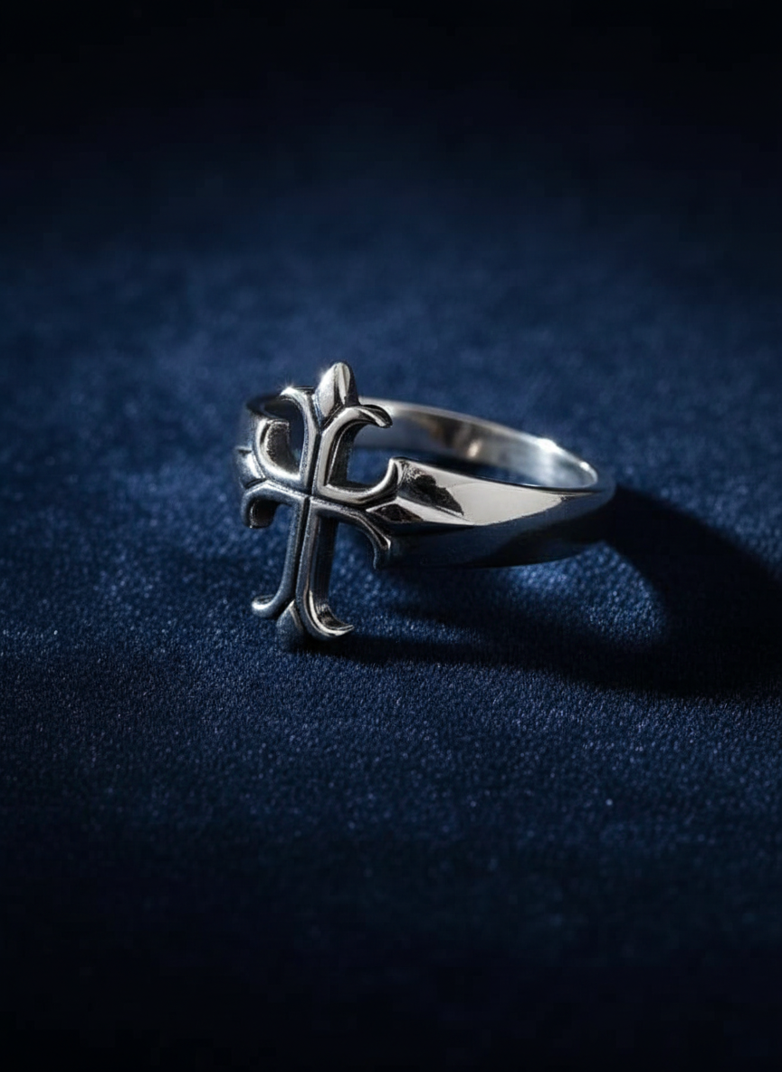 Sterling Silver Cross Ring, Cross Medieval Ring Men's Ring, Gift for Men, Biker's Ring