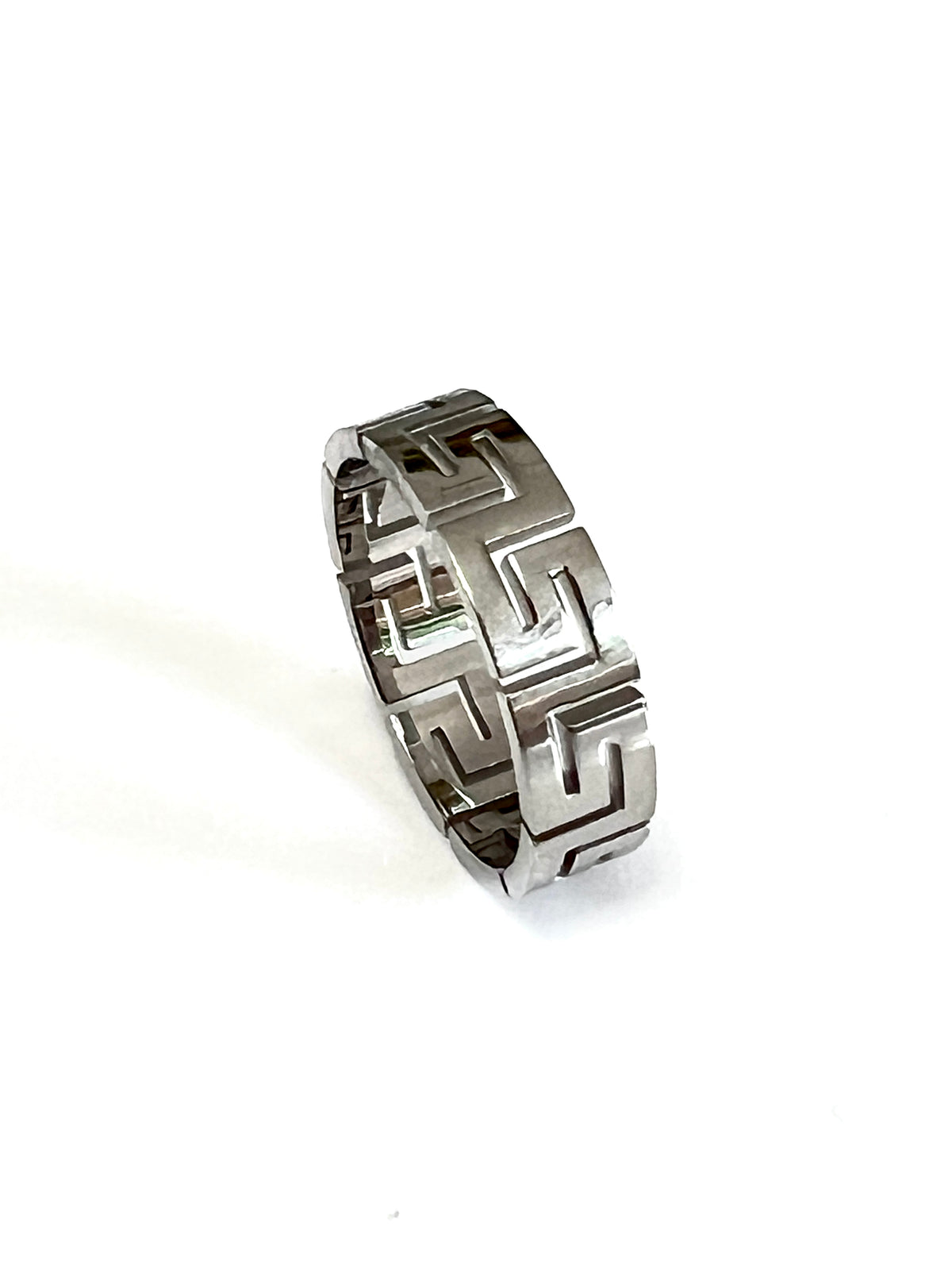Greek Key Unisex Wedding Ring – 6mm Band Width