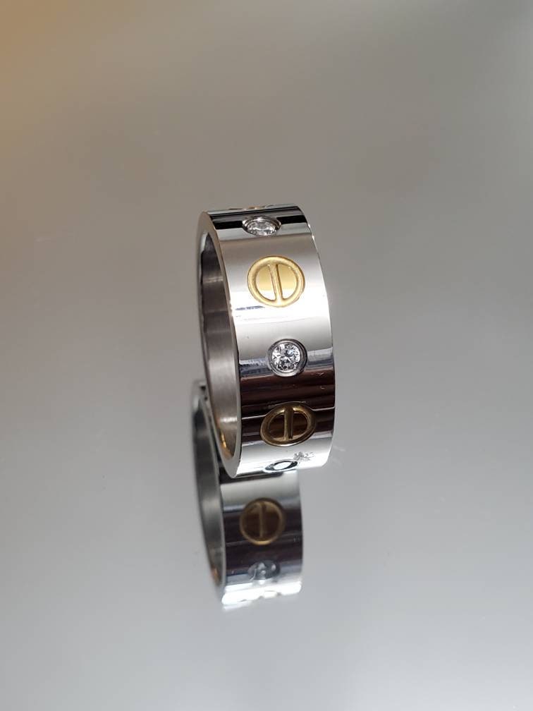 Silver Gold Plated Men's Ring