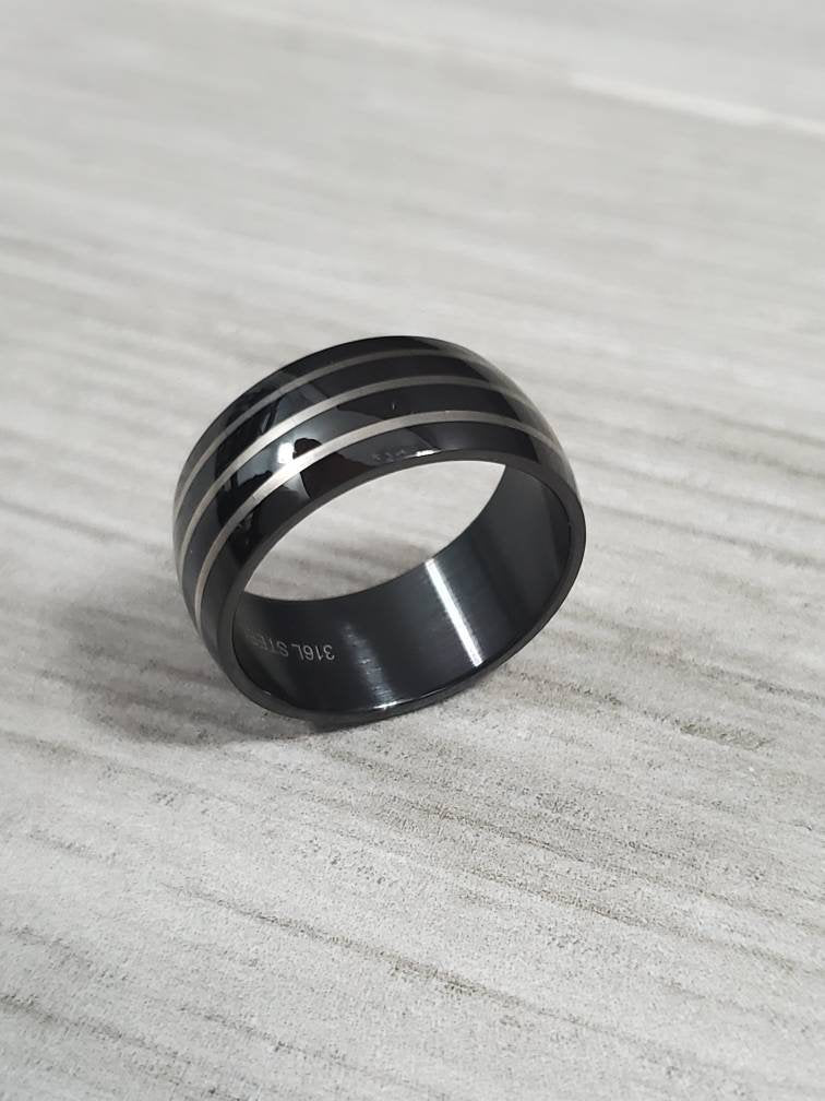 Black 3 Stripe Ring