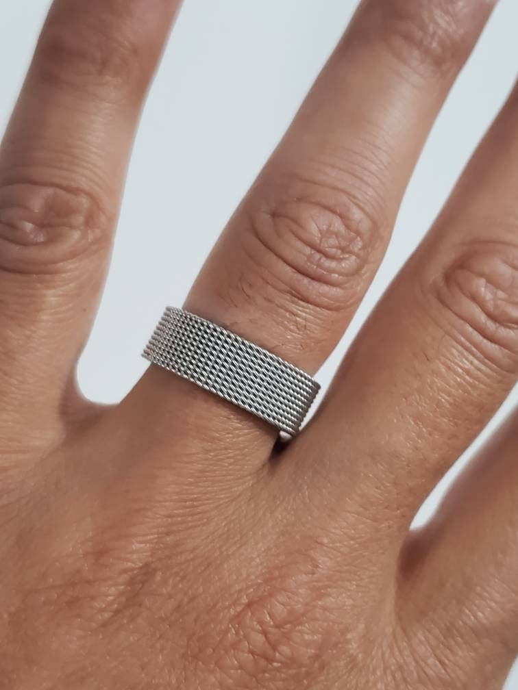 Mesh Band Stainless Steel Men's Ring