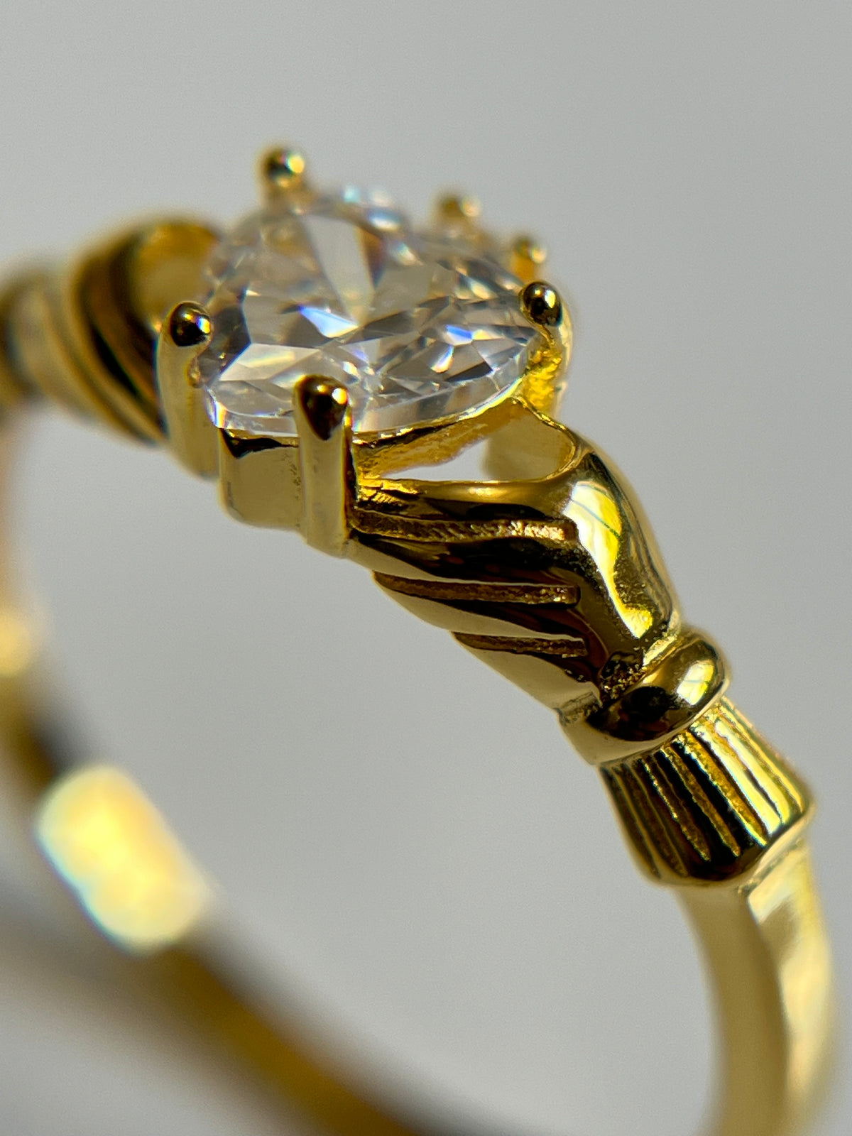 Gold Tone Irish Celtic Claddagh Ring