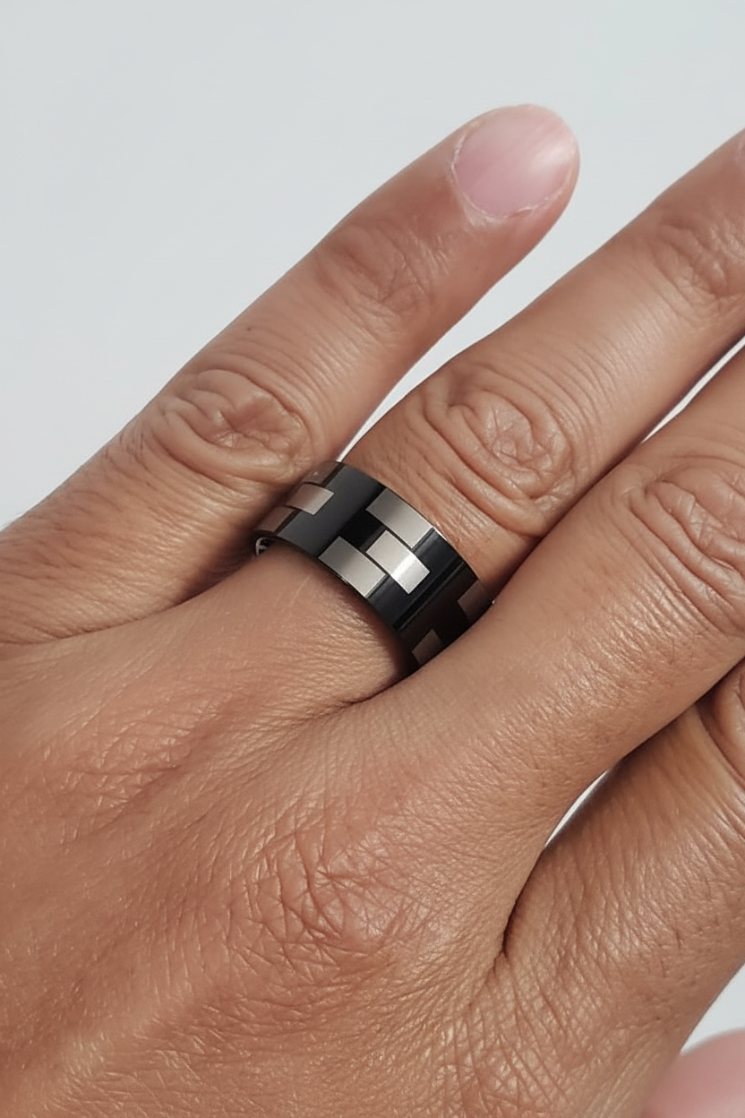 Black 3 Square Print Band