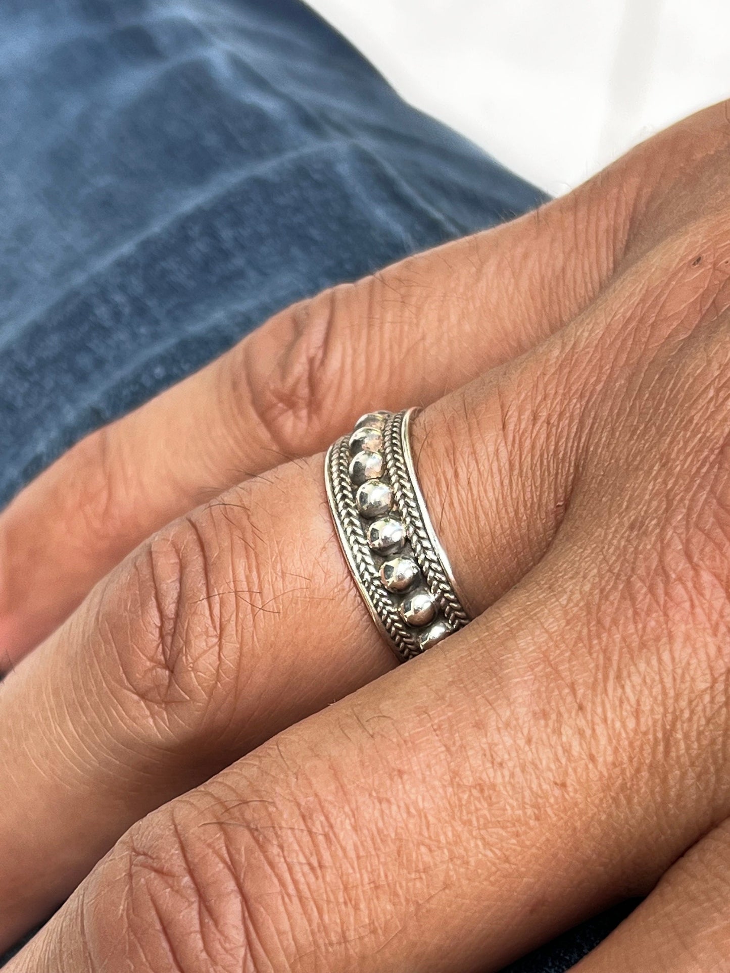 Bali Bead Sterling Silver Ring