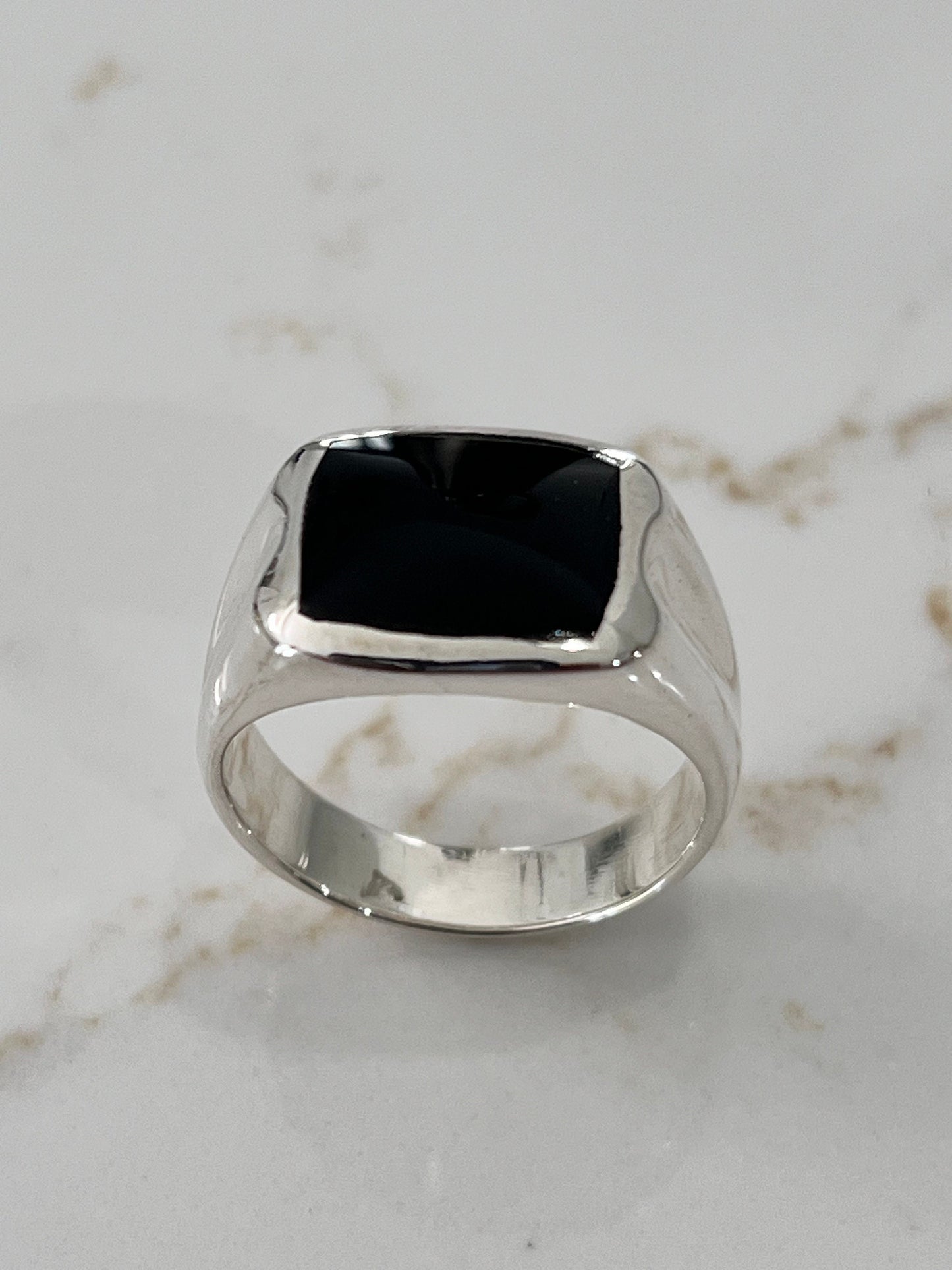 Natural Stone Men's Silver Ring