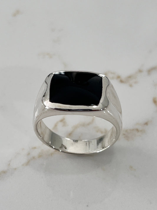 Natural Stone Men's Silver Ring