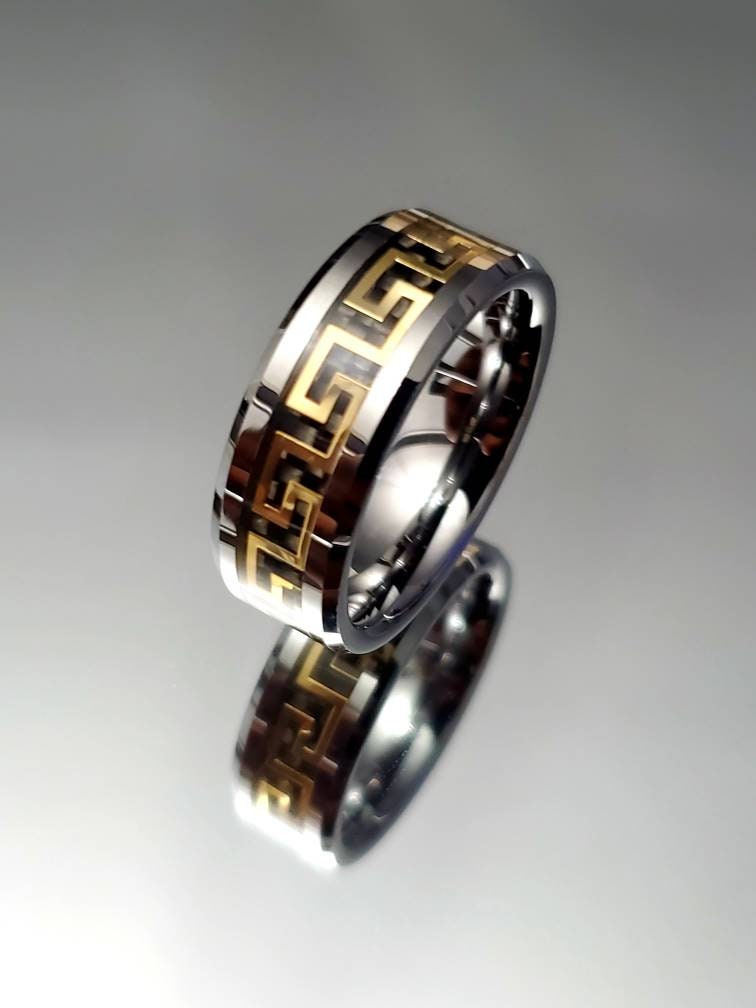 Gold Silver Band Tungsten Men's Ring
