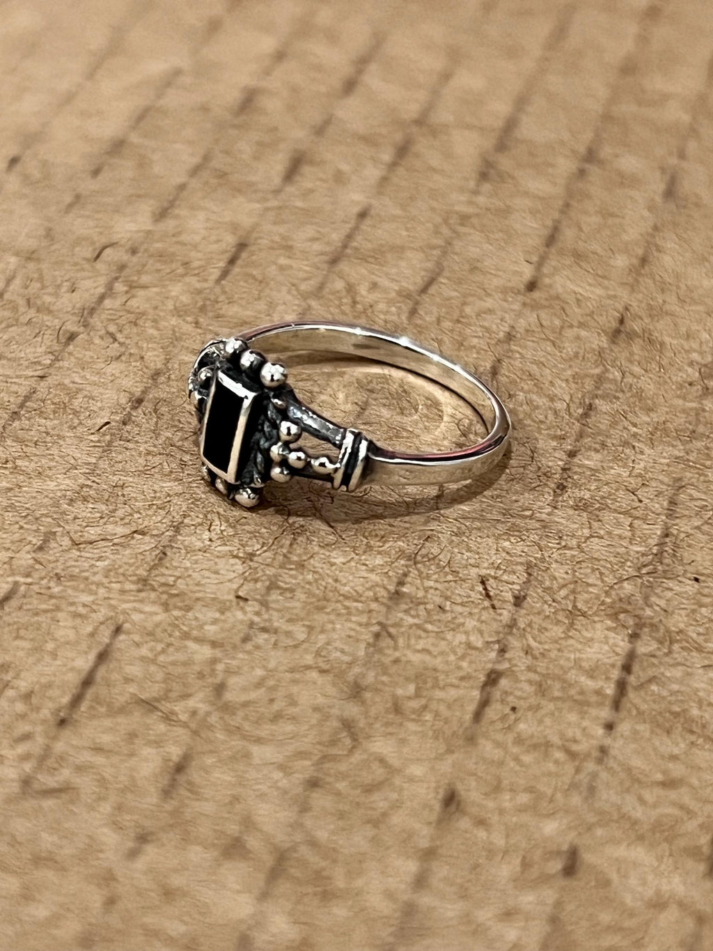 Black Agate Signet Ring – Sterling Silver