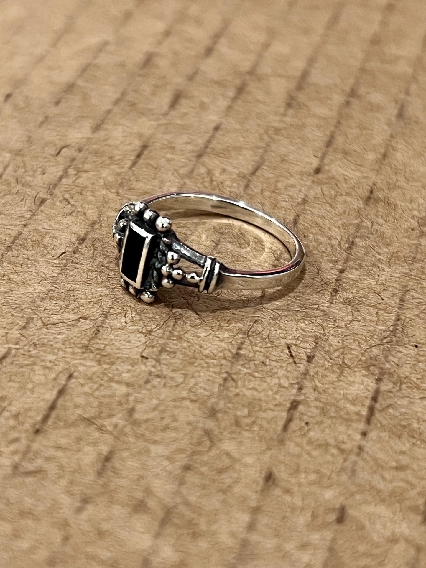 Sterling Silver Signet Ring: Black Agate or Turquoise Stone