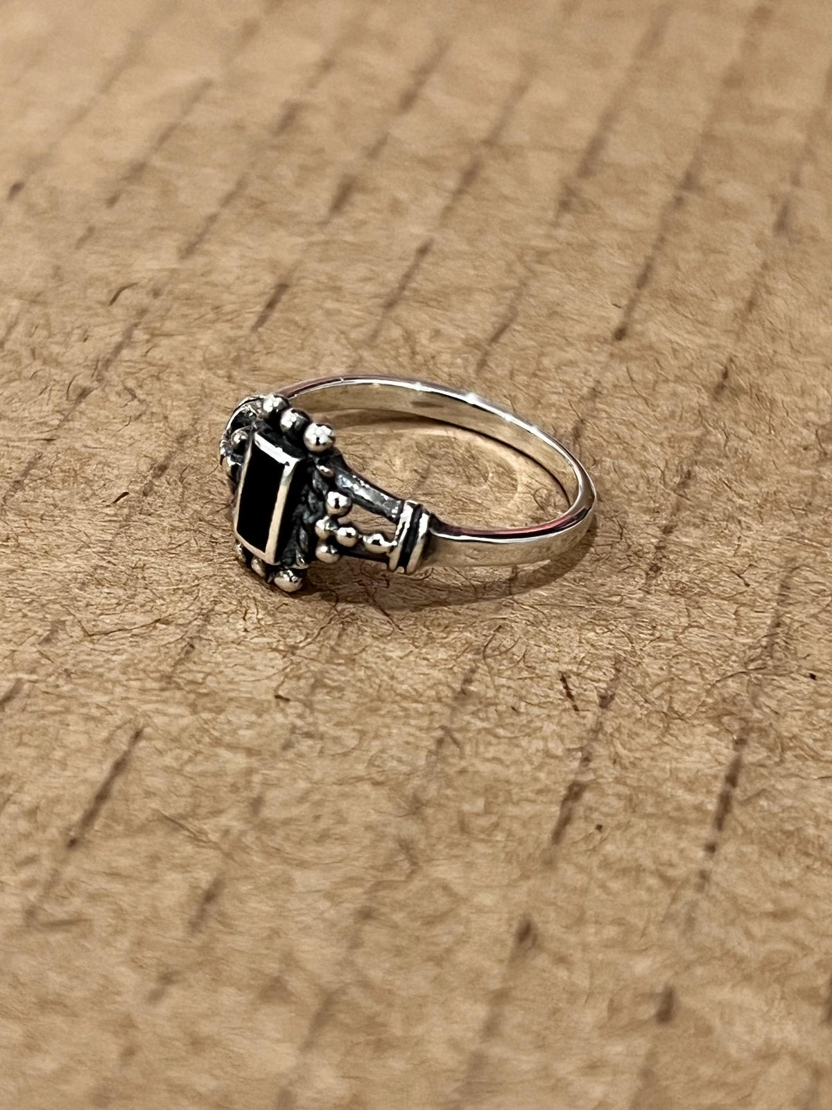 Black Agate Signet Ring – Sterling Silver