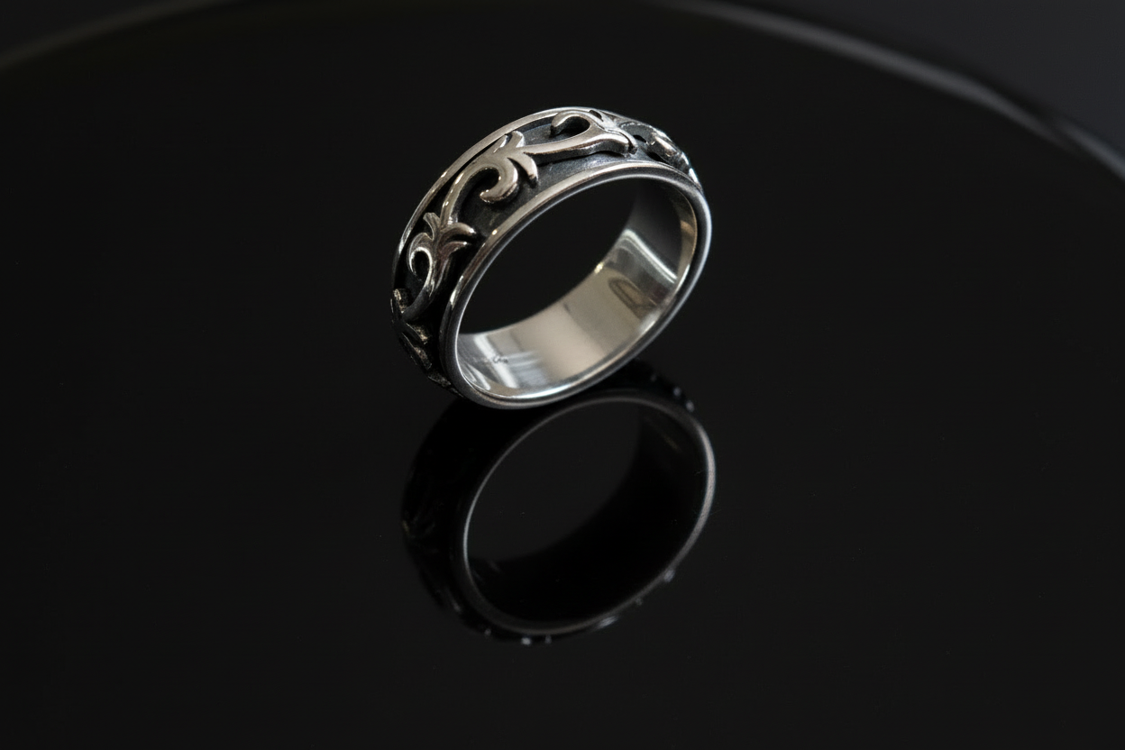 Sterling Silver Vine Men's Spinner Ring, 7.2mm  Engagement, trendy