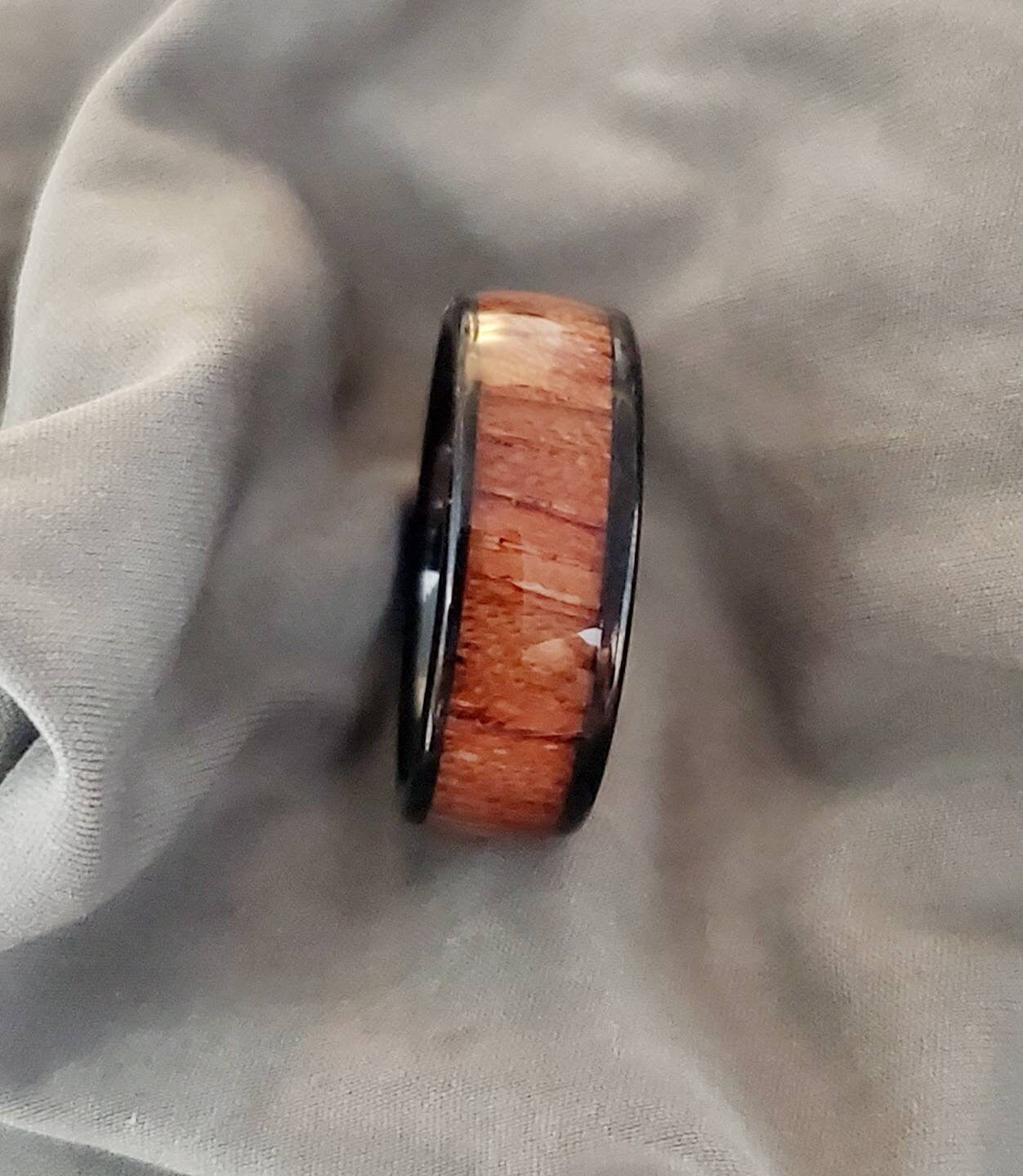 Tungsten Band,  8mm Wood Finished Ring for Men, Tungsten Ring