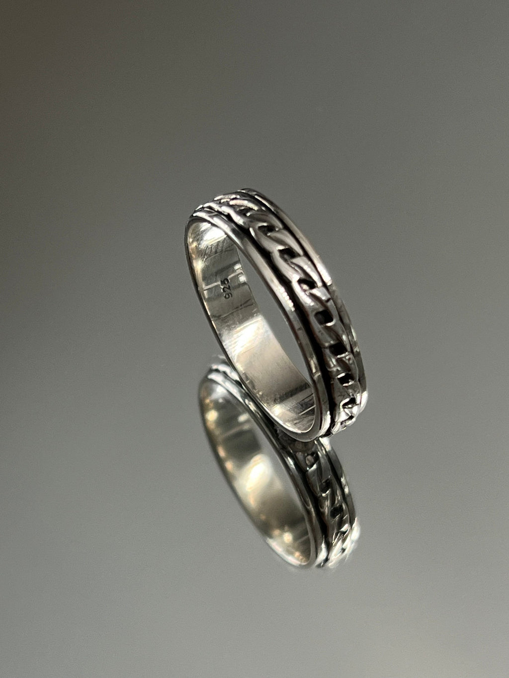 Unisex Cuban Link Ring – Sterling Silver with 5mm Band Width
