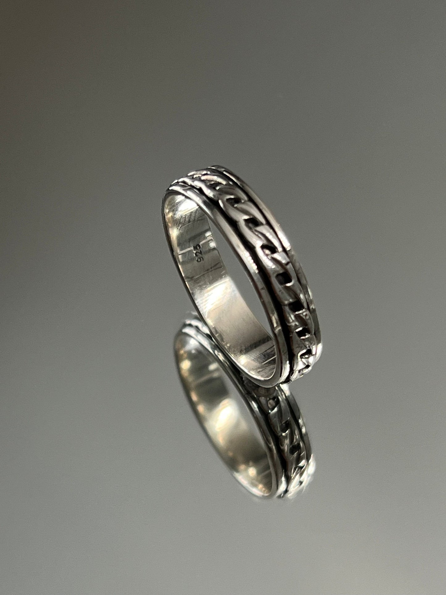 Sterling Silver Cuban Link Ring: Unisex Chain Band, 5mm
