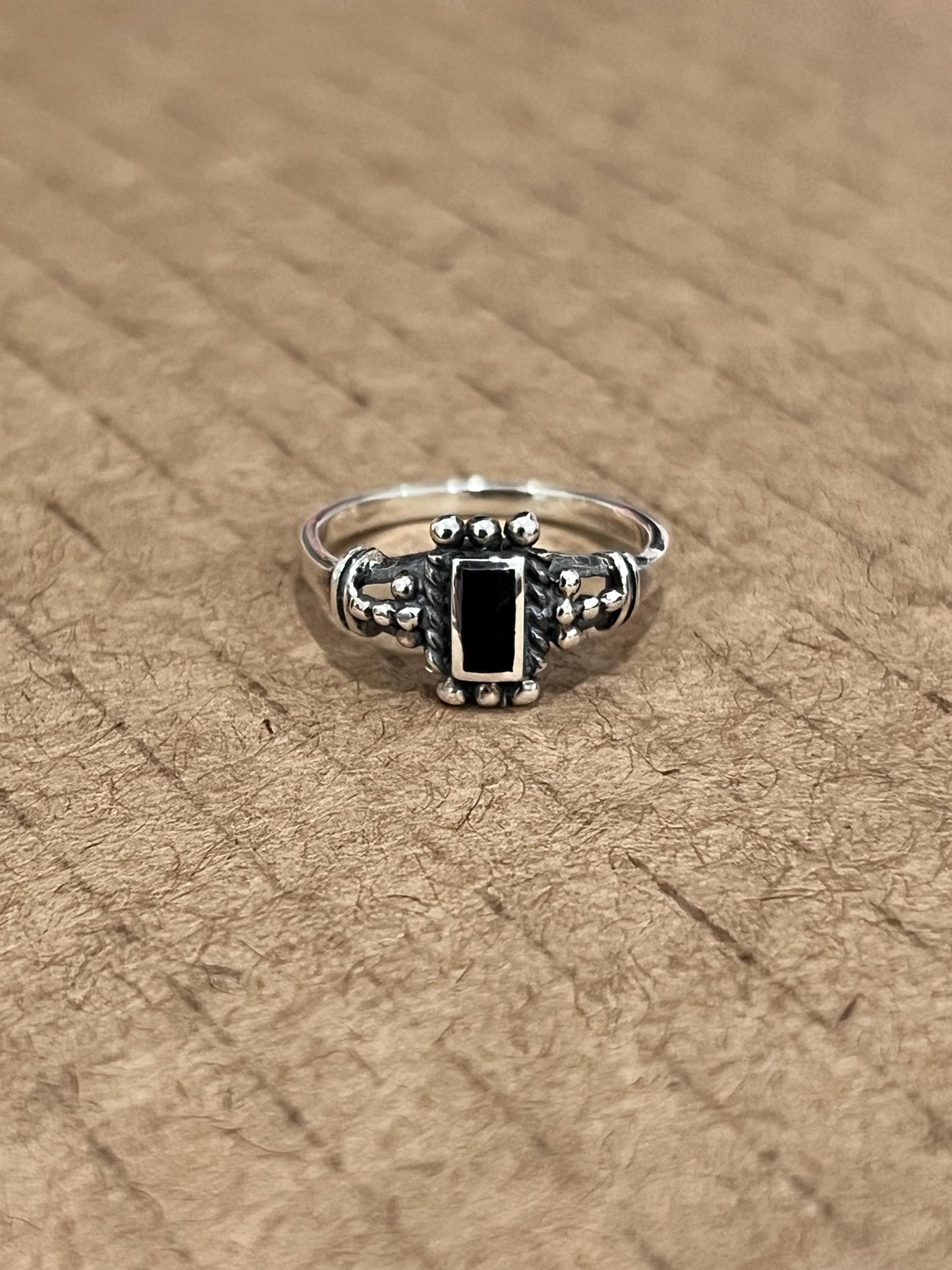 Sterling Silver Signet Ring: Black Agate or Turquoise Stone