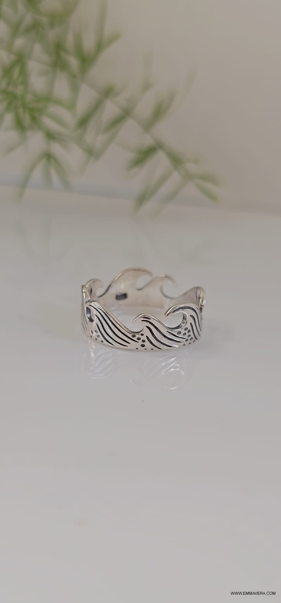 Ocean Wave Ring, Men's 925 Sterling Silver, Gift for him