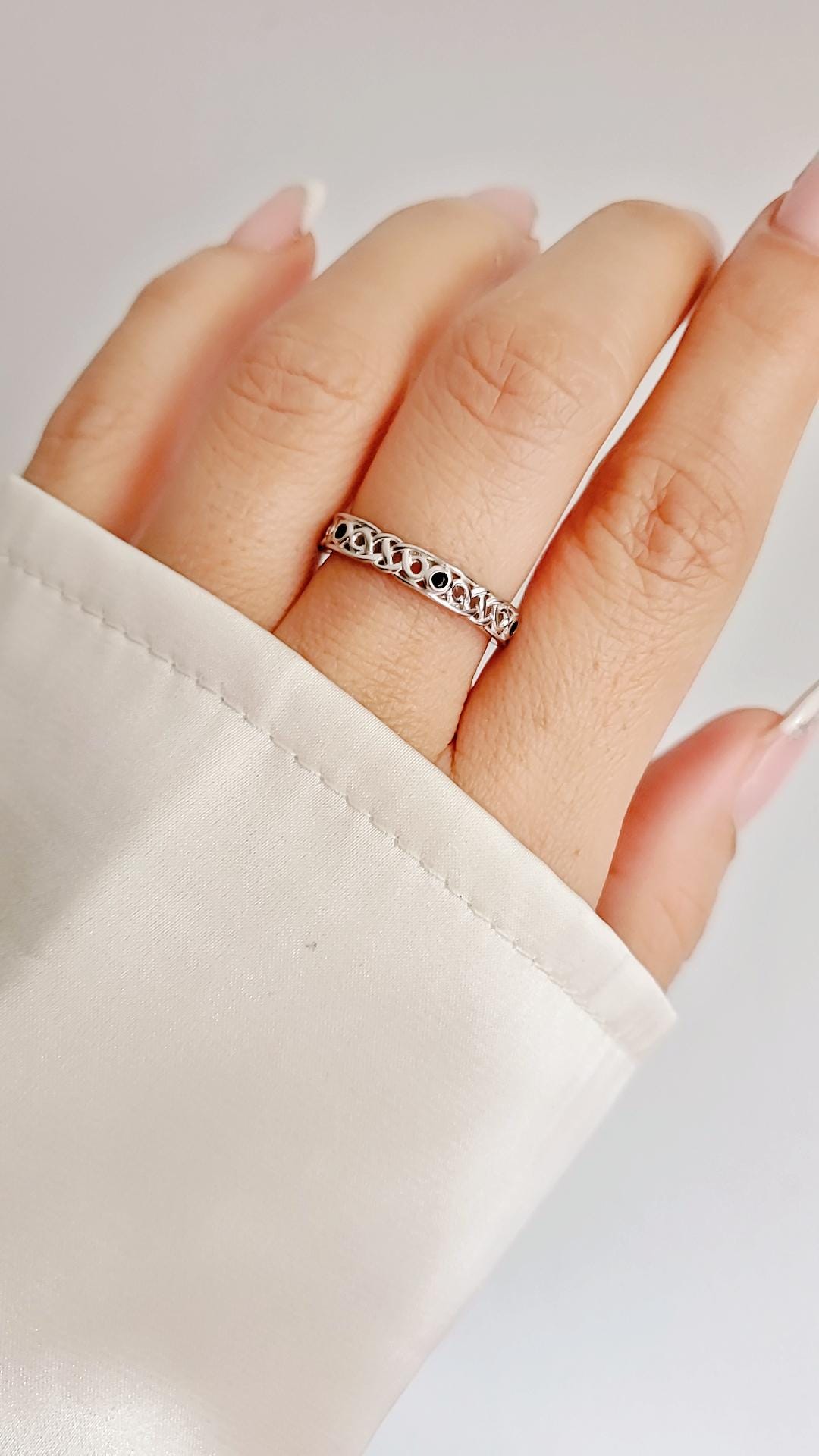 Sterling Silver Celtic Onyx Ring Braided Thumb Band | 925 Stamped | High Polish Finish