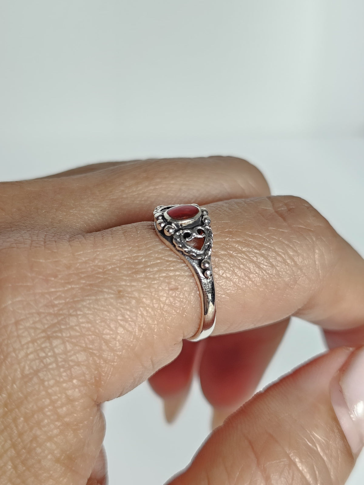 Red Stone Agate Unisex Signet Ring – Sterling Silver
