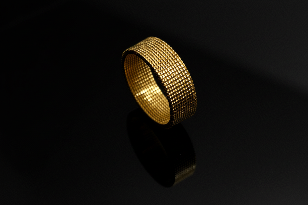 Gold Color Mesh Band 8mm Wedding Band