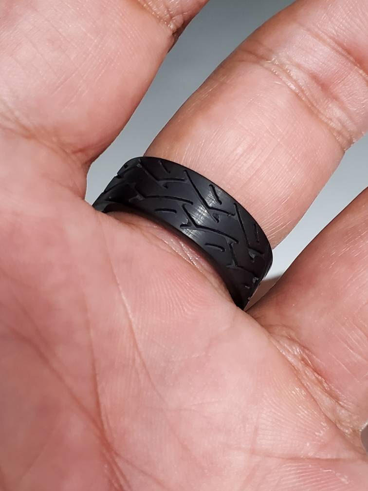 Black Tire Ring, Tungsten Men's Band