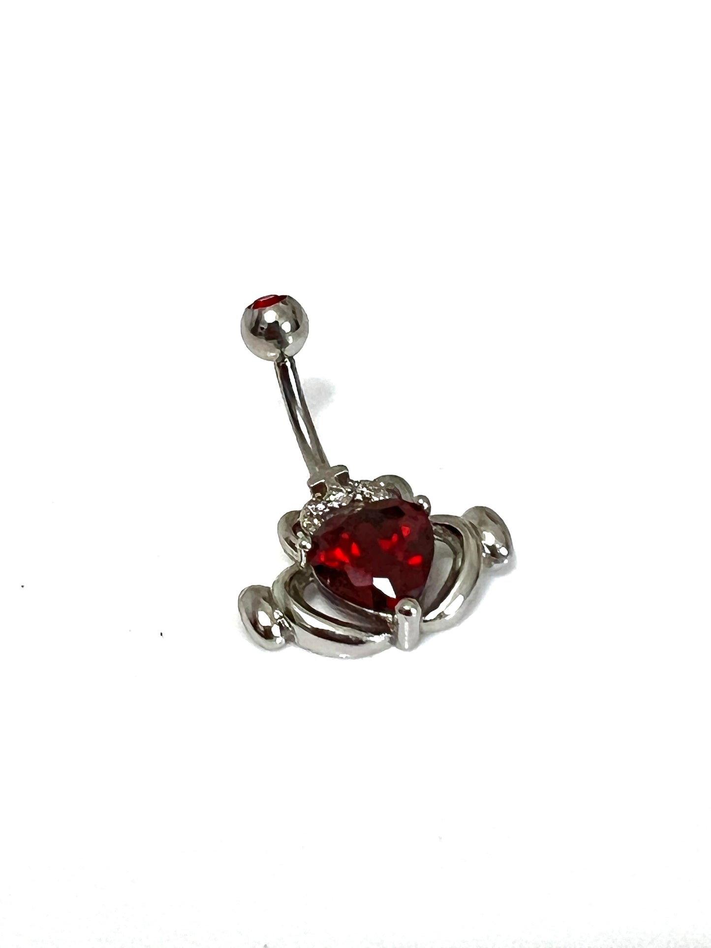 Claddagh CZ Irish Love Belly Button Ring Red Garnet, Lavender Amethyst, White Cubic Zirconia