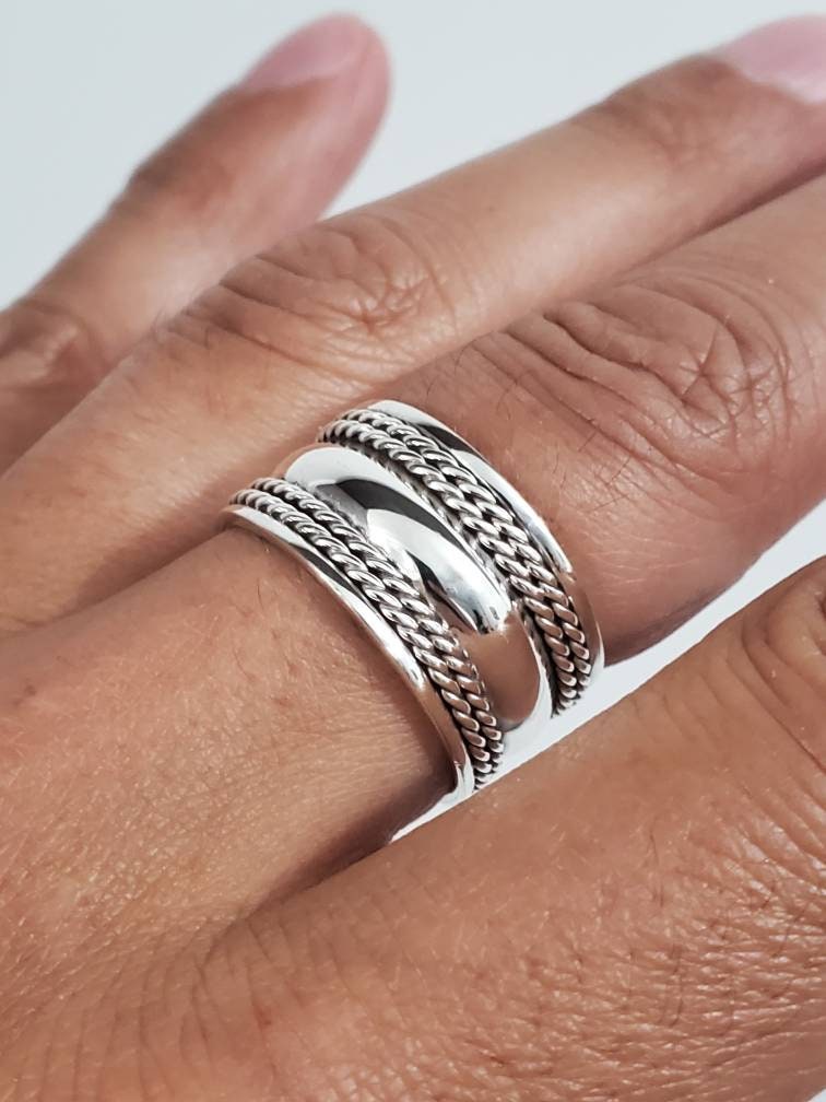 Double Chain Link Sterling Silver Men's Band