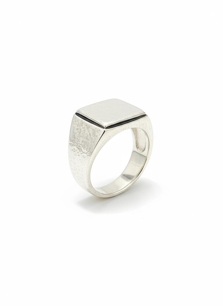 Men's Signet Ring – Sterling Silver with 14mm Band Width
