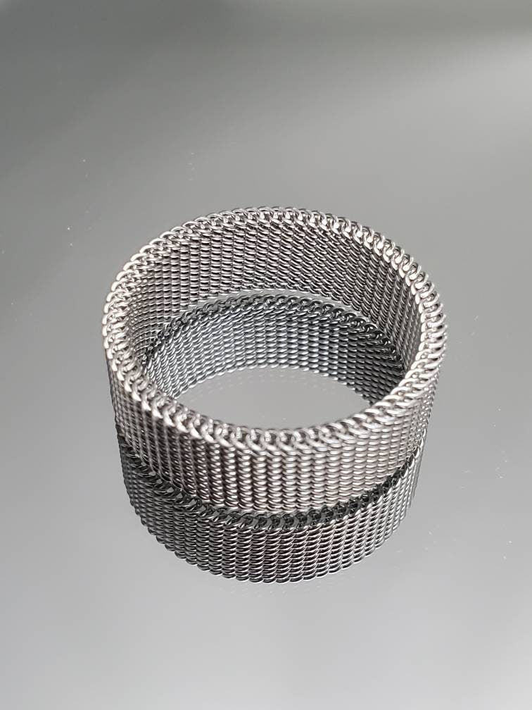 Mesh Band Stainless Steel Men's Ring