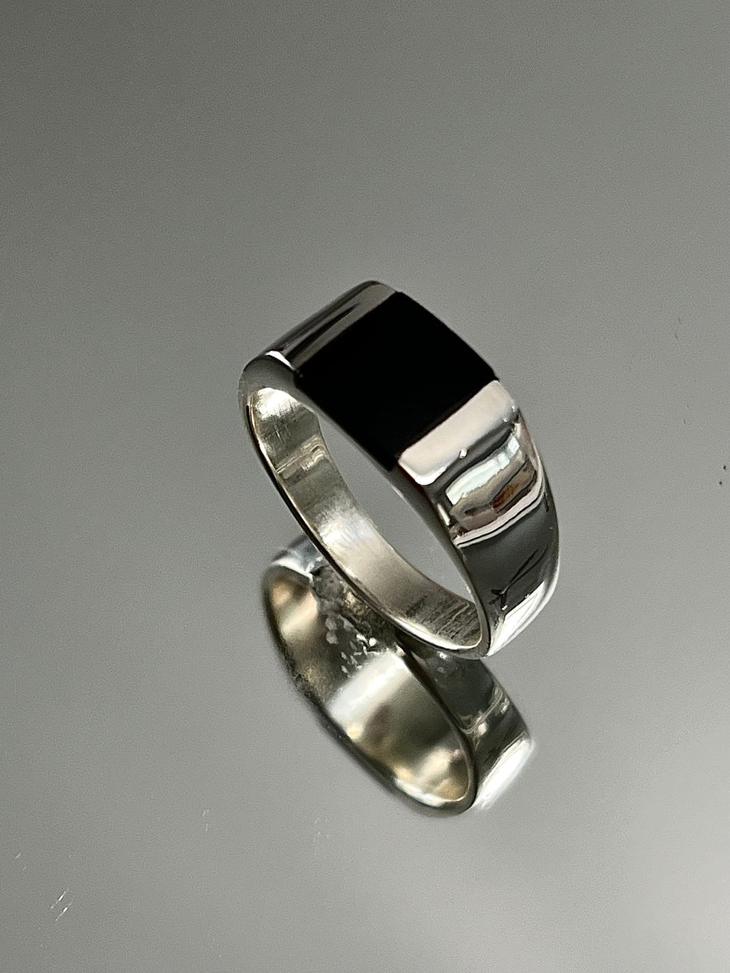 Square Onyx Sterling Silver Unisex Ring