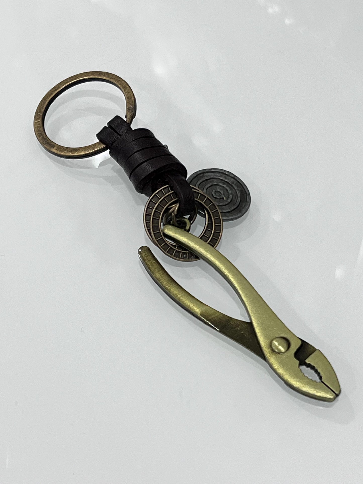 Stainless Steel Key Chain, Pliers & Leather Keychain, Tool Key Chain, Gift for him, Men, Multi Use Tool, Mechanic, Contractor