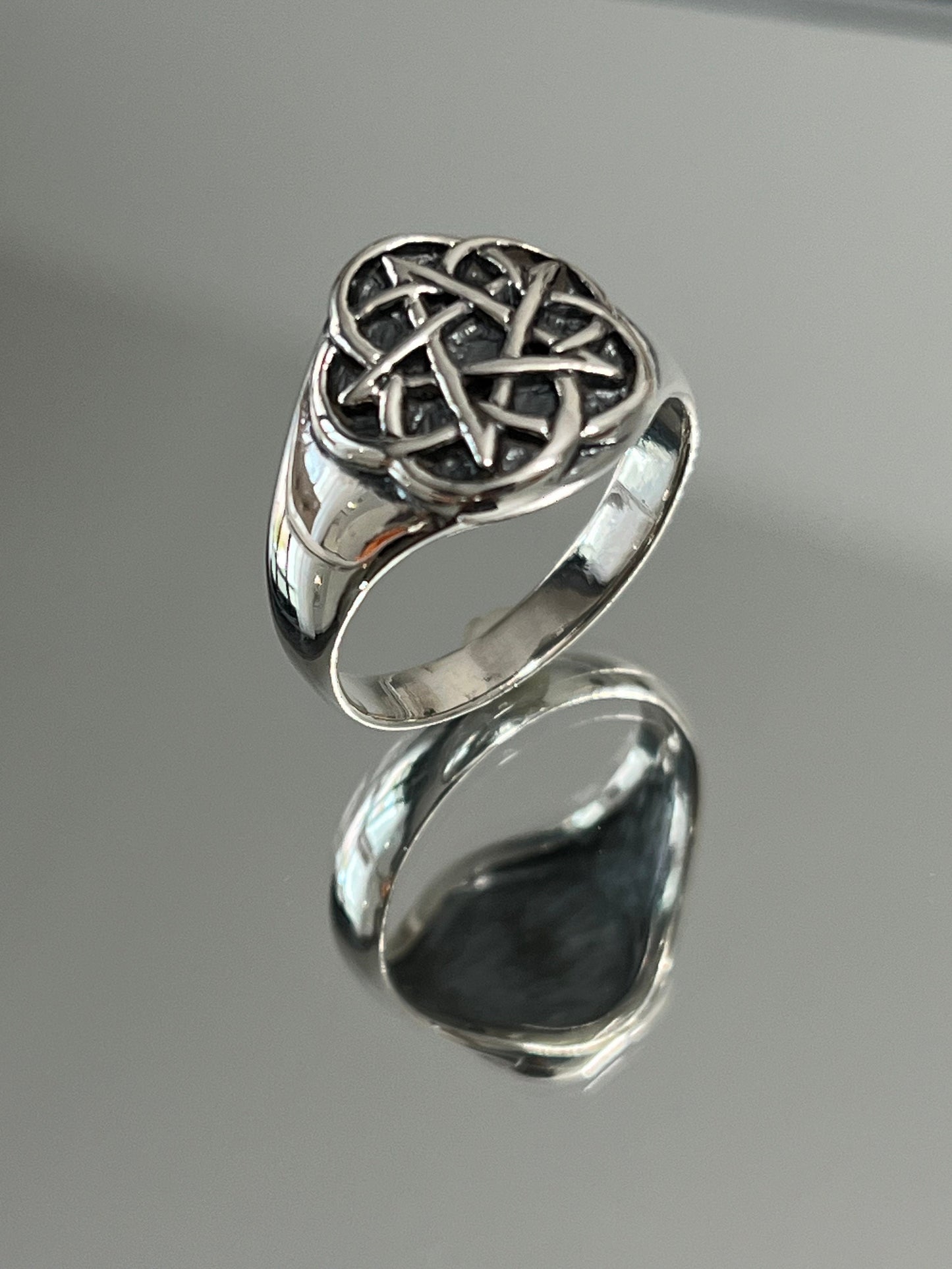 Star Ring, Sterling Silver Ring, Men's Band, 925 Silver, Pentagram, Greek