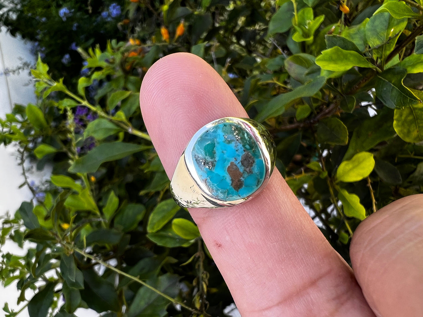 Round Turquoise Men's Ring