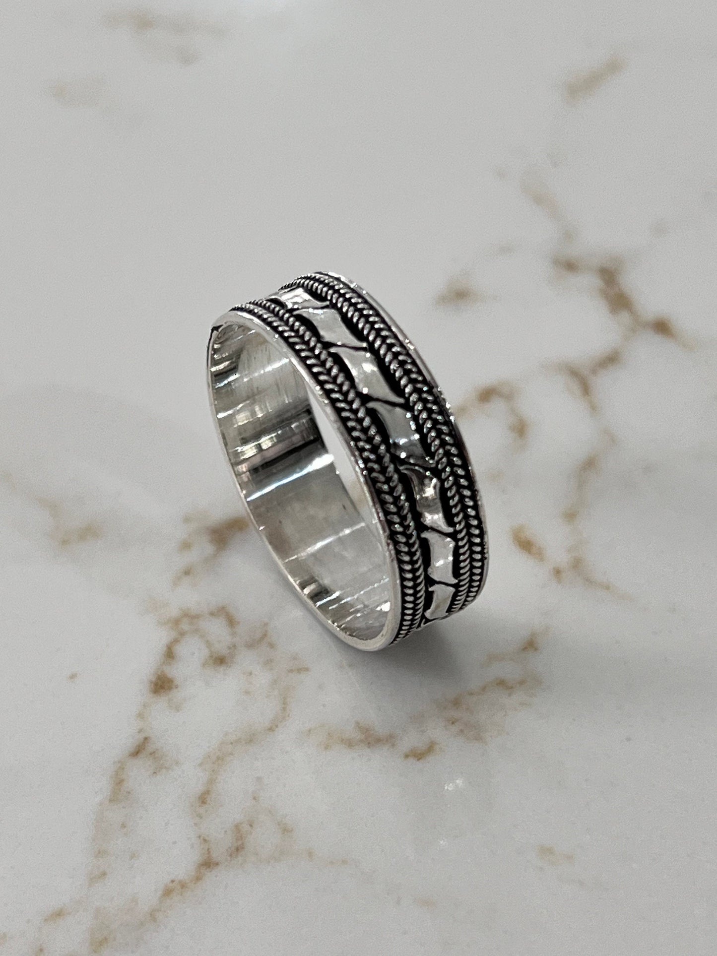 Double Braided Men's Bali Ring Sterling Silver