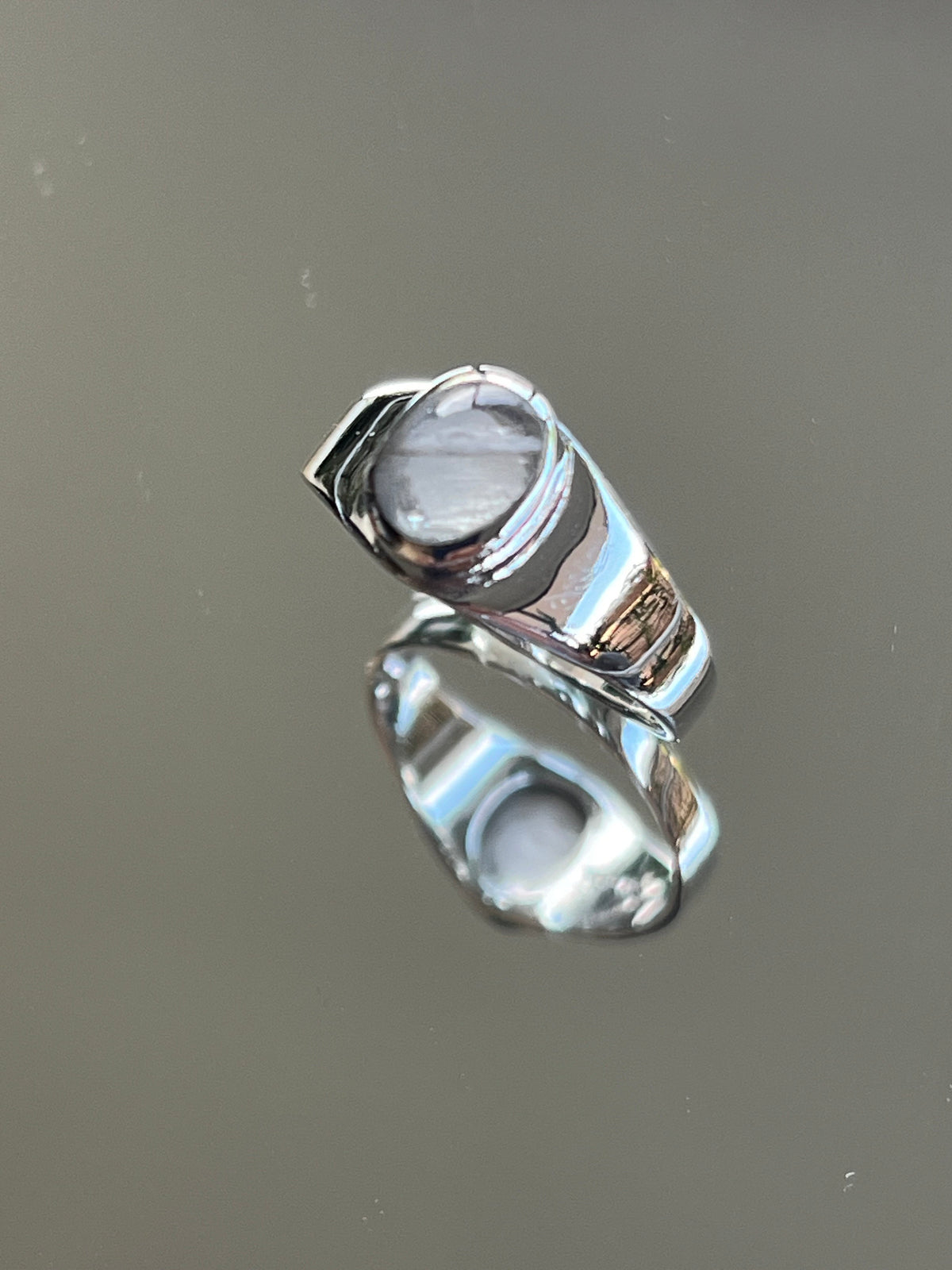 Moon Signet Black Agate Stone Ring
