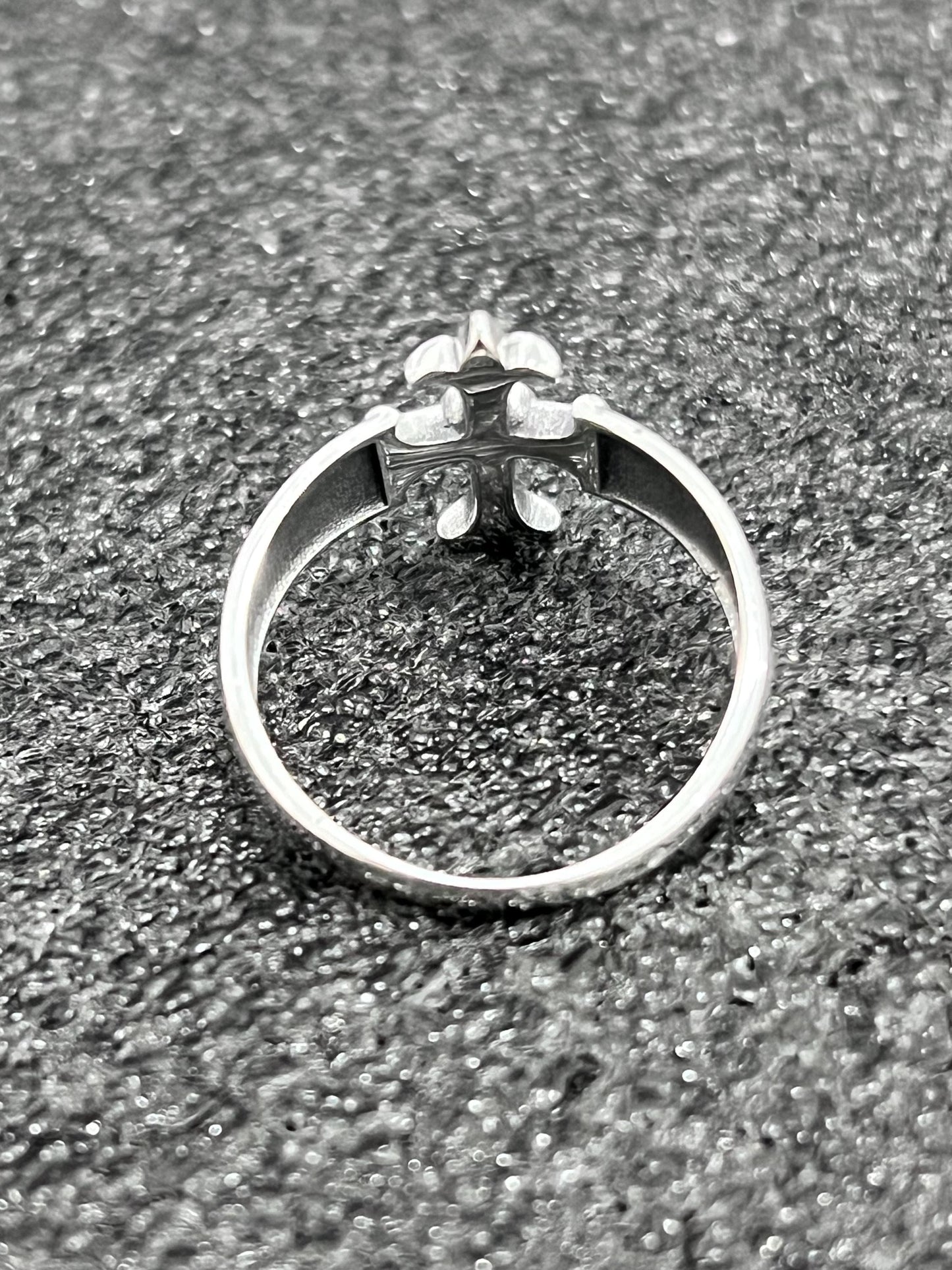 Sterling Silver Turquoise Eye Cross Ring: Medieval Biker Jewelry