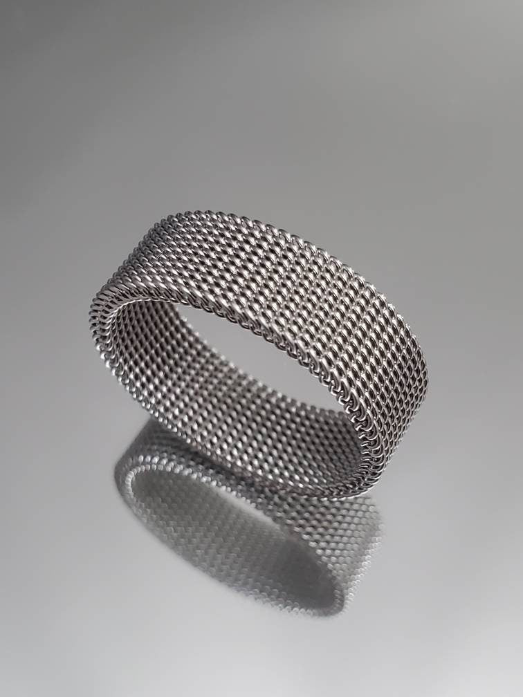 Mesh Band Stainless Steel Men's Ring