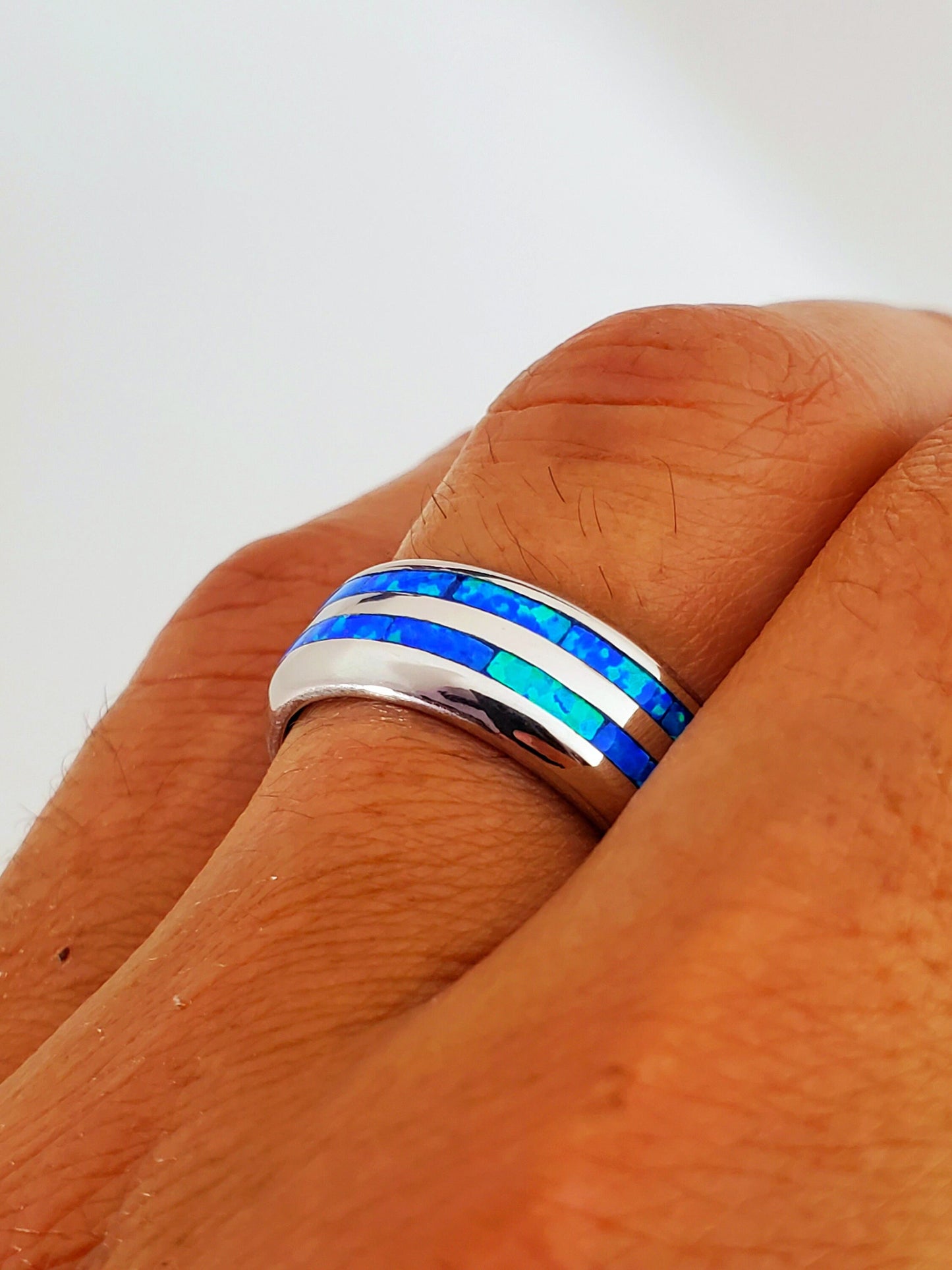 Blue Opal Sterling Silver Ring