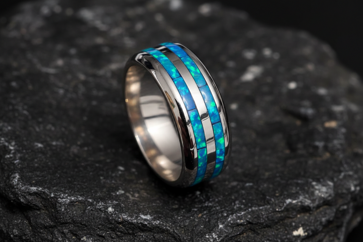Blue Opal Sterling Silver Ring