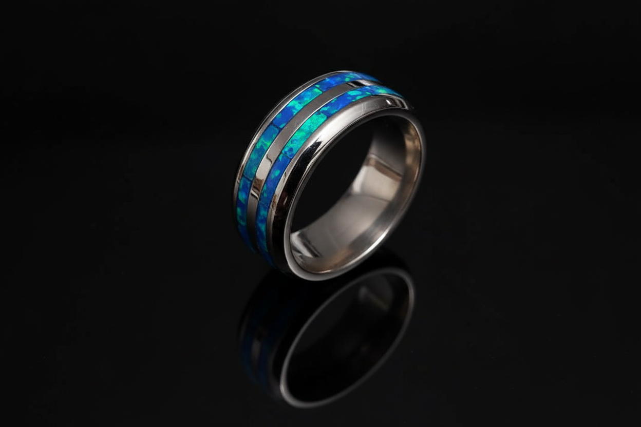 Blue Opal Sterling Silver Ring
