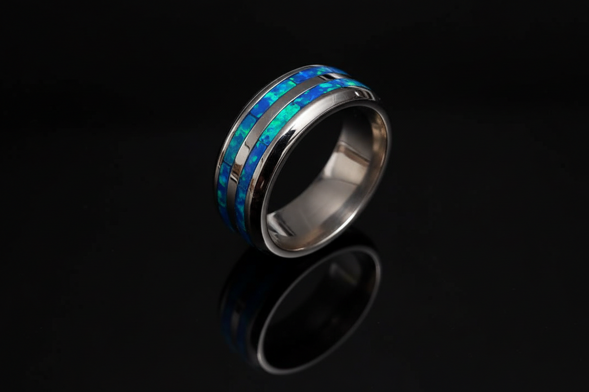 Blue Opal Sterling Silver Ring