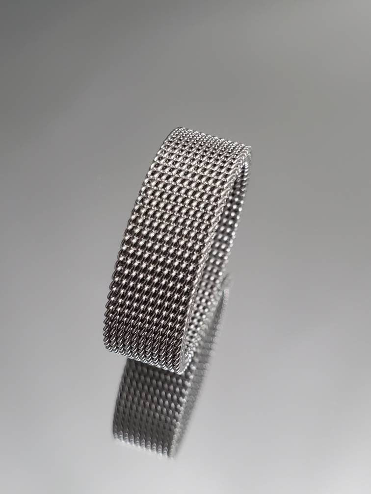 Mesh Band Stainless Steel Men's Ring