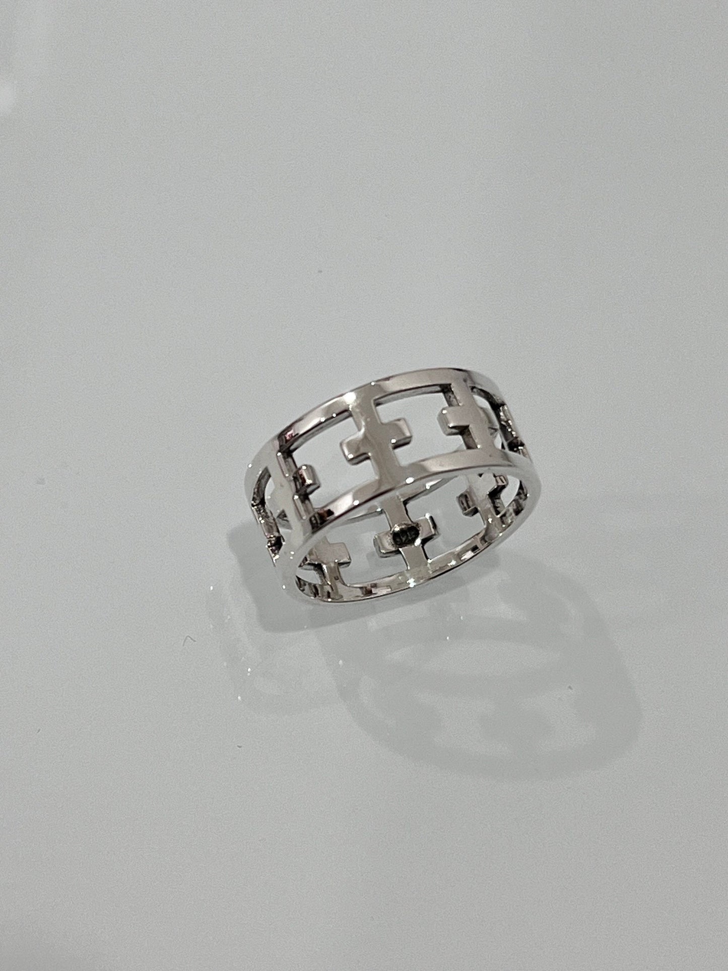 Cross Band Men's Sterling Silver Band