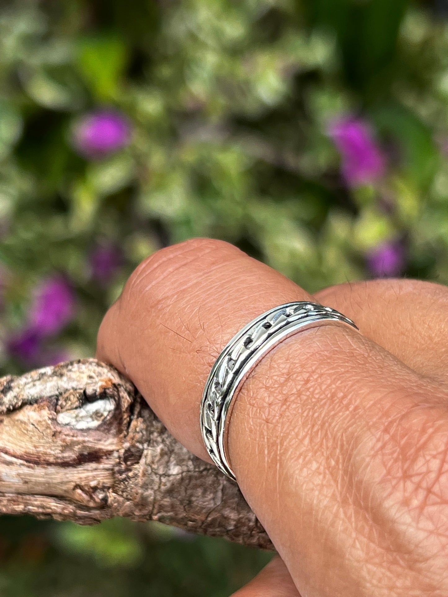 Sterling Silver Cuban Link Ring: Unisex Chain Band, 5mm