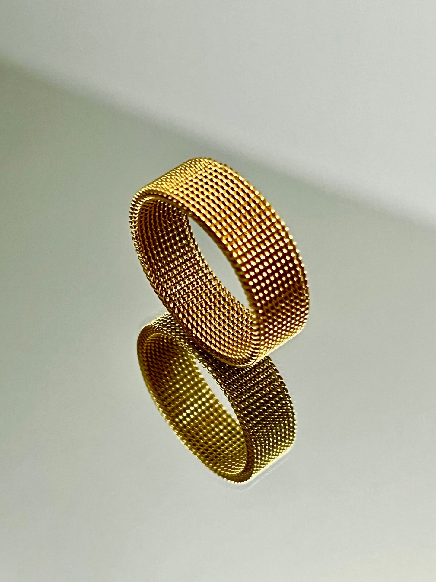 Gold Color Mesh Band 8mm Wedding Band