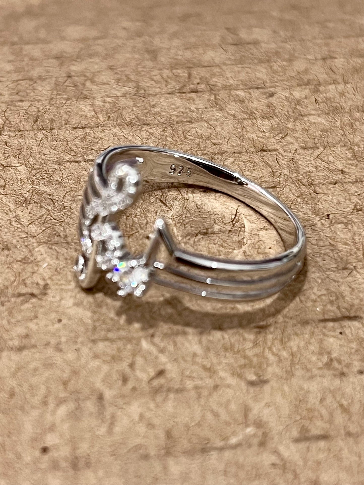Sterling Silver Music Note Ring with CZ Stone