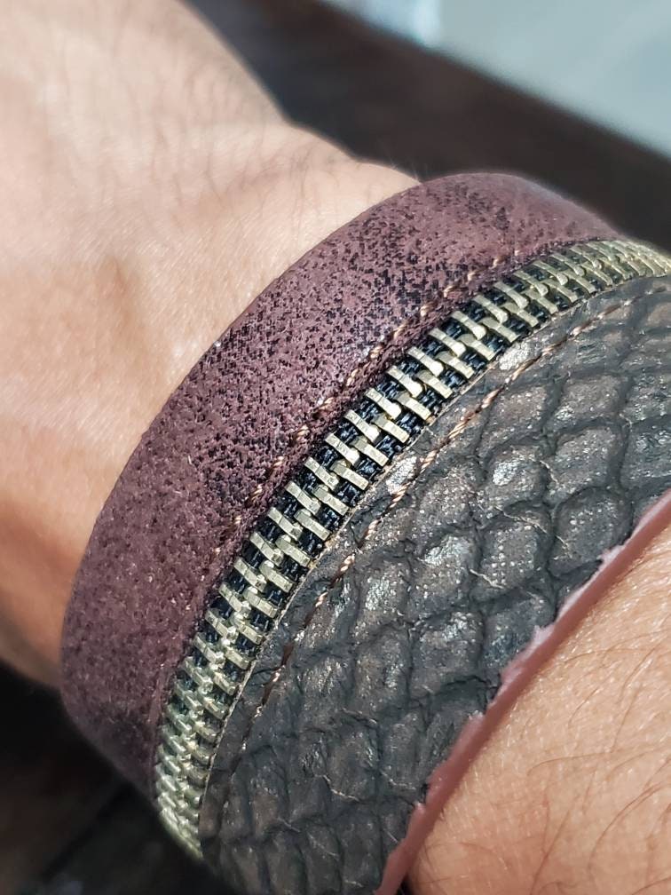 Handmade Leather Bracelet Zipper Design