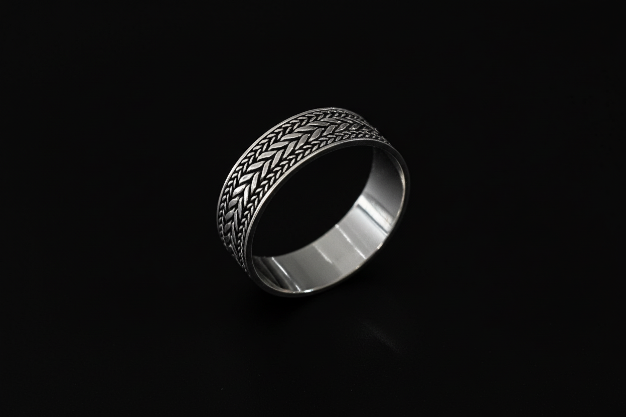 Men's Woven Leaves Sterling Silver