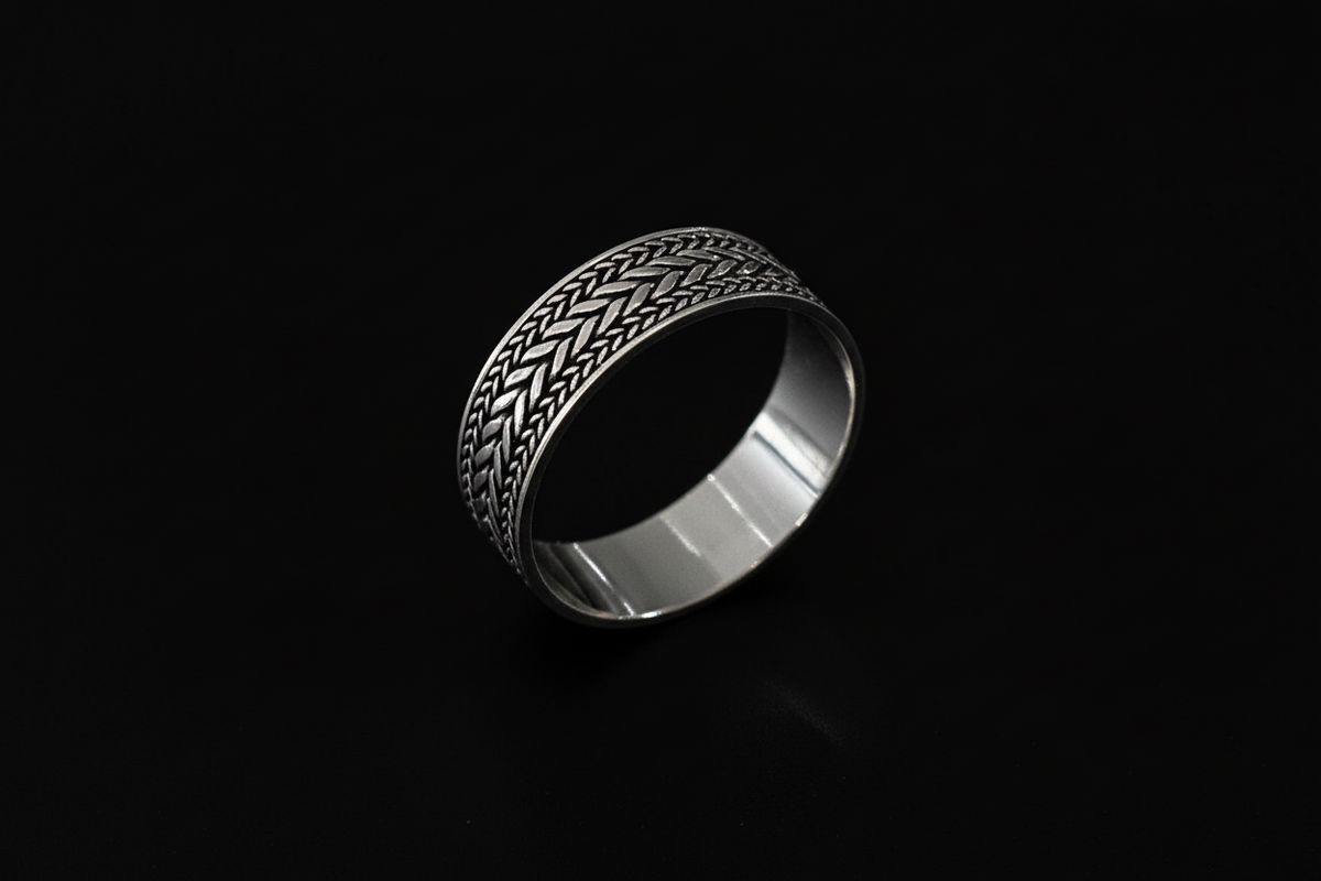 Men's Woven Leaves Sterling Silver