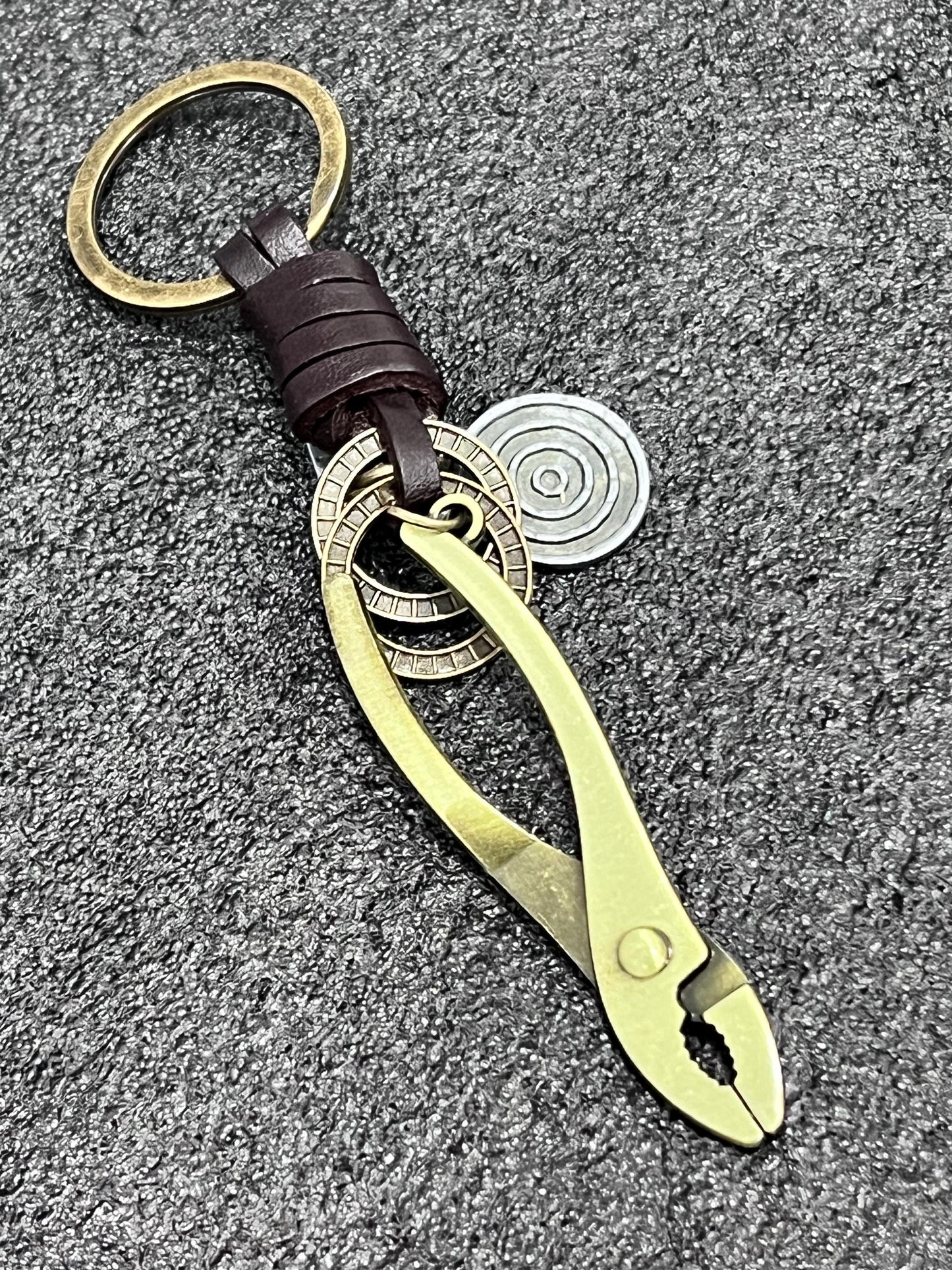 Stainless Steel Key Chain, Pliers & Leather Keychain, Tool Key Chain, Gift for him, Men, Multi Use Tool, Mechanic, Contractor